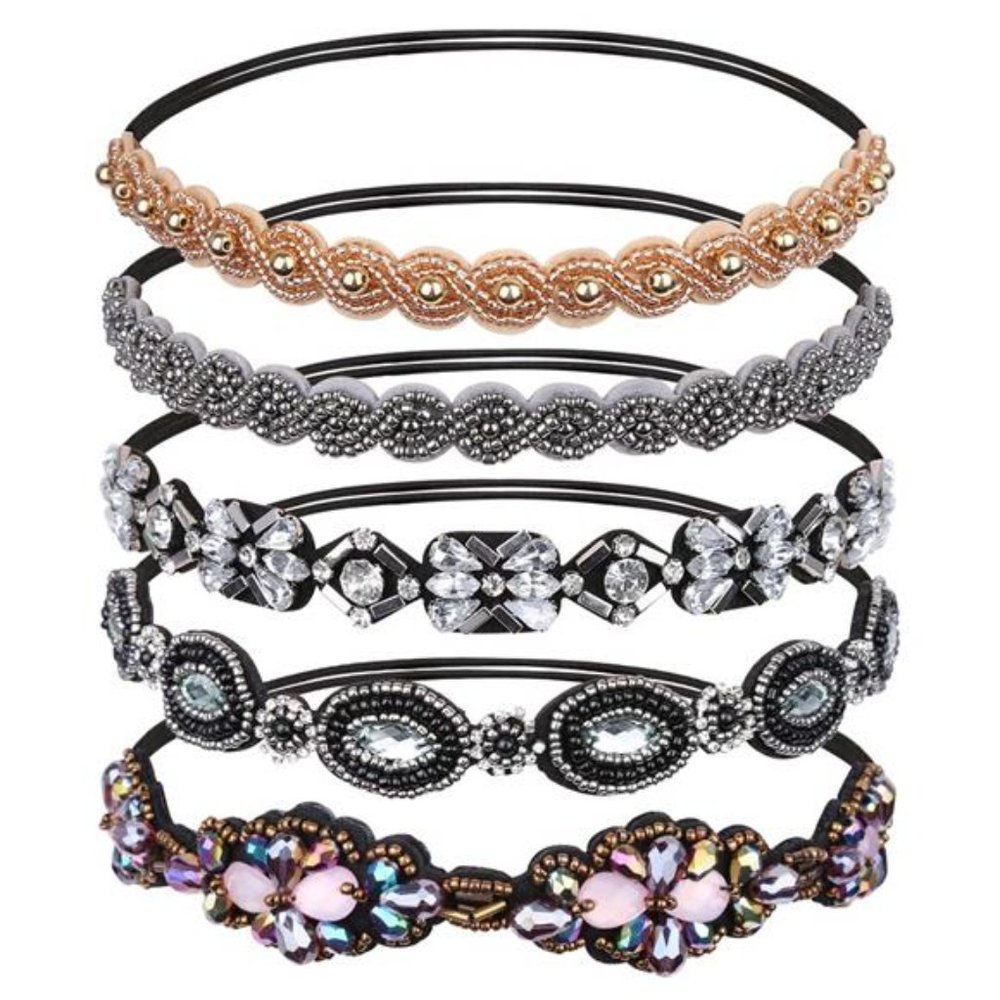 Beaded Headband for Women, Crystal Rhinestone Headband for Women Girls